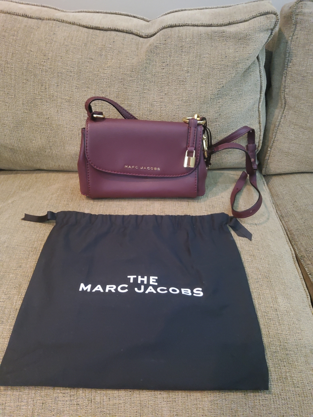Marc Jacobs Burgundy Leather Mini Crossbody with Gold Hardware
